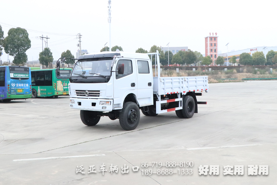 4*4东风双排轻型卡车_3吨小型载货越野卡车_出口型4.2米货箱卡车