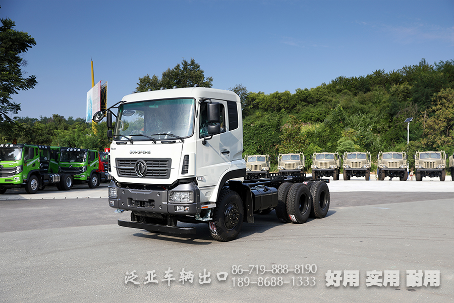 东风三桥卡车25吨底盘_280马力出口重型底盘车型_7米后八轮卡车底盘改装