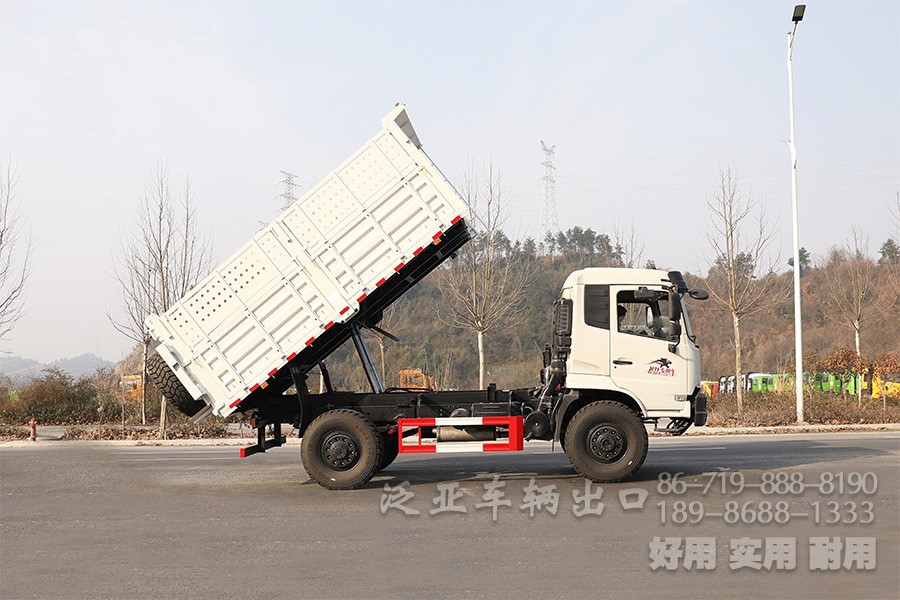 东风13吨自卸车，四驱自卸卡车，4x4自卸车，货箱加高型自卸车，越野自卸卡车，两桥矿用自卸车，自卸车出口，自卸车销售